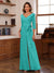 Chiffon V-Neck 3/4 Sleeveless Ruched Mother of the Bride Pantsuits with Sash