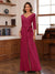Chiffon V-Neck 3/4 Sleeveless Ruched Mother of the Bride Pantsuits with Sash