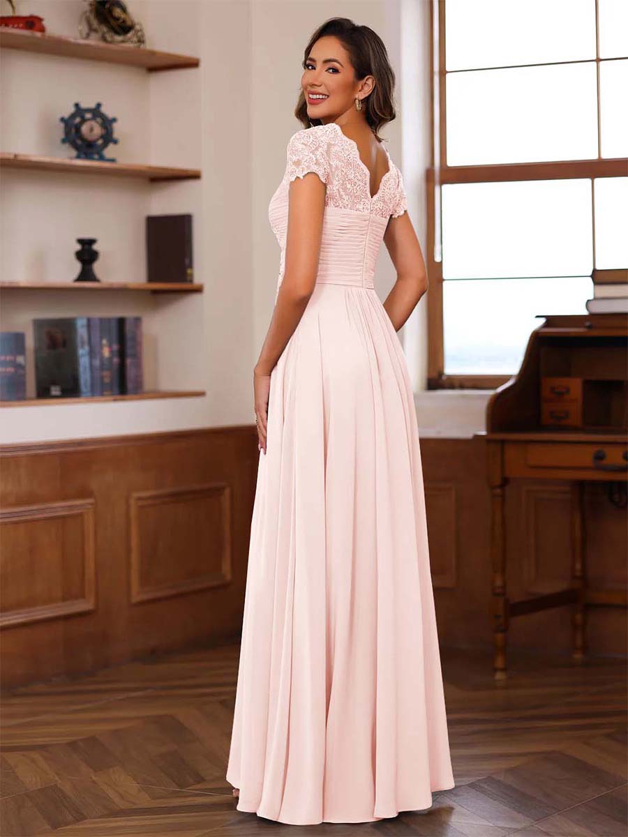 A-Line/Princess Sweetheart Short Sleeves Mother of the Bride Dresses with Appliques &amp; Ruffles