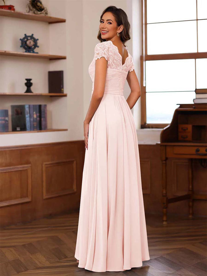 A-Line/Princess Sweetheart Short Sleeves Mother of the Bride Dresses with Appliques &amp; Ruffles