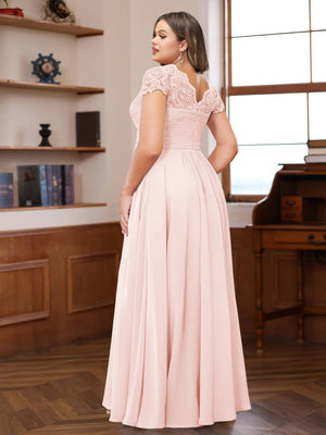 A-Line/Princess Sweetheart Short Sleeves Plus Size Mother of the Bride Dresses with Appliques & Ruffles
