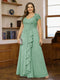 A-Line/Princess Sweetheart Short Sleeves Plus Size Mother of the Bride Dresses with Appliques & Ruffles