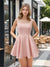 A-Line Chich Square Neck Sequin Short Homecoming Dresses with Bow