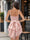 A-Line Chich Square Neck Sequin Short Homecoming Dresses with Bow