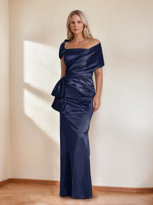Sheath/Column Off-the-Shoulder Floor-Length Warp Mother of the Bride Dresses