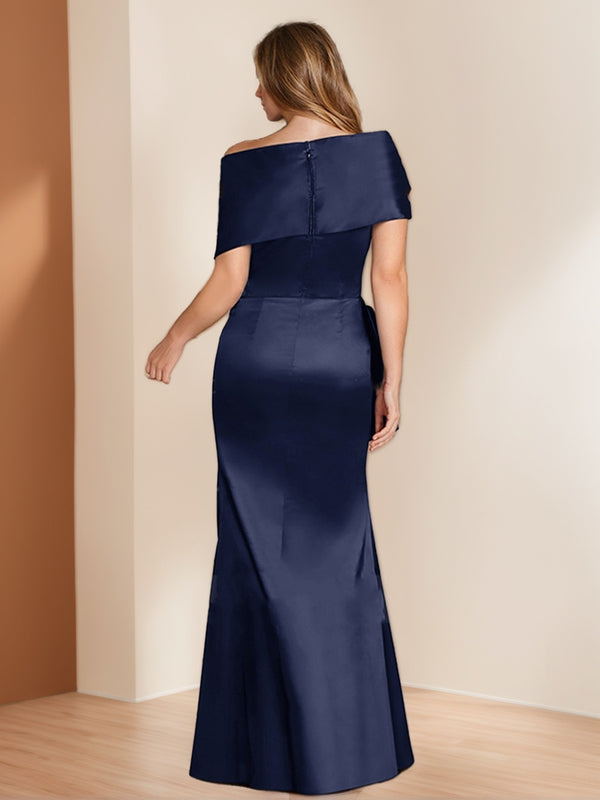 Sheath/Column Off-the-Shoulder Floor-Length Warp Mother of the Bride Dresses