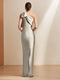 Sheath/Column One-Shoulder Floor-Length Long Mother of the Bride Dresses with Bow