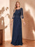 A-Line/Princess Scoop 3/4 Sleeves Appliques Mother of the Bride Dresses with Ruffles