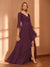 A-Line/Princess Hi-Low V-Neck 3/4 Sleeves Chiffon Mother of the Bride Dresses