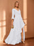 A-Line/Princess Hi-Low V-Neck 3/4 Sleeves Chiffon Mother of the Bride Dresses
