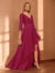 A-Line/Princess Hi-Low V-Neck 3/4 Sleeves Chiffon Mother of the Bride Dresses