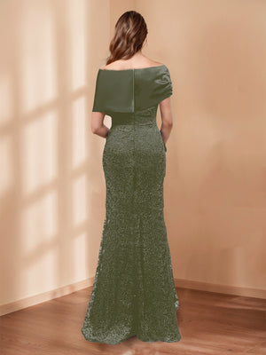 Sheath/Column Off the Shoulder Lace Mother of the Bride Dresses with Cape