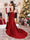 Trumpet/Mermaid Sweetheart Ruched Slit Long Christmas Dresses with Appliques