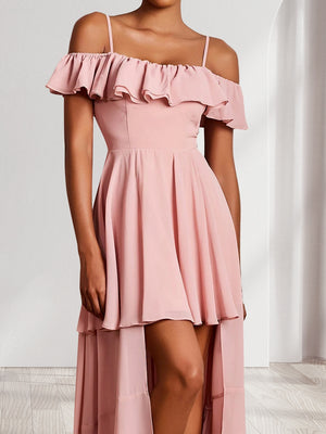 A-Line/Princess Off-the-Shoulder Asymmetrical Ruffle Chiffon Bridesmaid Dresses