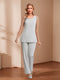 Chiffon Crew Neck Long Sleeves 3 Piece Mother of the Bride Pantsuits with Sequins