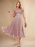 A-Line/Princess Scoop Short Sleeves Pleated Mother of the Bride Dresses with Appliques