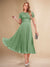 A-Line/Princess Scoop Short Sleeves Pleated Mother of the Bride Dresses with Appliques