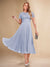 A-Line/Princess Scoop Short Sleeves Pleated Mother of the Bride Dresses with Appliques