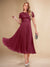 A-Line/Princess Scoop Short Sleeves Pleated Mother of the Bride Dresses with Appliques
