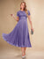 A-Line/Princess Scoop Short Sleeves Pleated Mother of the Bride Dresses with Appliques