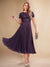 A-Line/Princess Scoop Short Sleeves Pleated Mother of the Bride Dresses with Appliques