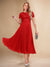 A-Line/Princess Scoop Short Sleeves Pleated Mother of the Bride Dresses with Appliques