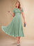 A-Line/Princess Scoop Short Sleeves Pleated Mother of the Bride Dresses with Appliques