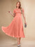 A-Line/Princess Scoop Short Sleeves Pleated Mother of the Bride Dresses with Appliques