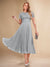 A-Line/Princess Scoop Short Sleeves Pleated Mother of the Bride Dresses with Appliques