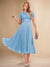 A-Line/Princess Scoop Short Sleeves Pleated Mother of the Bride Dresses with Appliques