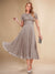 A-Line/Princess Scoop Short Sleeves Pleated Mother of the Bride Dresses with Appliques