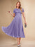 A-Line/Princess Scoop Short Sleeves Pleated Mother of the Bride Dresses with Appliques