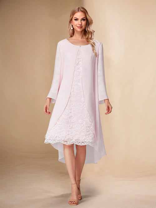 Sheath/Column Scoop Long Sleeves Lace Mother of the Bride Dresses with Jacket