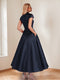 A-Line/Princess V-Neck Short Sleeves Mother of the Bride Dresses with Pockets & Flower