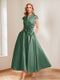 A-Line/Princess V-Neck Short Sleeves Mother of the Bride Dresses with Pockets & Flower