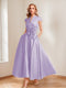 A-Line/Princess V-Neck Short Sleeves Mother of the Bride Dresses with Pockets & Flower