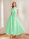 A-Line/Princess V-Neck Short Sleeves Mother of the Bride Dresses with Pockets & Flower
