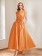 A-Line/Princess V-Neck Short Sleeves Mother of the Bride Dresses with Pockets & Flower