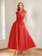 A-Line/Princess V-Neck Short Sleeves Mother of the Bride Dresses with Pockets & Flower