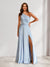 A-Line/Princess One-Shoulder Pleated Bridesmaid Dresses with Split Side