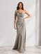 Sheath/Column Asymmetrical One-Shoulder Ruched Long Bridesmaid Dresses