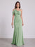 Sheath/Column Asymmetrical One-Shoulder Floor-Length Ruched Long Bridesmaid Dresses With Split Side