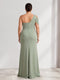 Sheath/Column Asymmetrical One-Shoulder Ruched Long Plus Size Bridesmaid Dresses