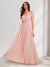 A-Line/Princess V-Neck Sleeveless Lace Long Bridesmaid Dresses