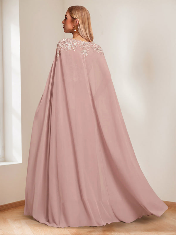 A-Line/Princess Spaghetti Straps Mother of the Bride Dresses with Appliques & Beadings & Cape