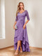 A-Line/Princess V-Neck Half Sleeves Asymmetrical Mother of the Bride Dresses with Appliques