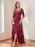 A-Line/Princess V-Neck Half Sleeves Asymmetrical Mother of the Bride Dresses with Appliques