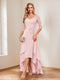 A-Line/Princess V-Neck Half Sleeves Asymmetrical Mother of the Bride Dresses with Appliques
