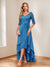 A-Line/Princess V-Neck Half Sleeves Asymmetrical Mother of the Bride Dresses with Appliques