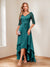 A-Line/Princess V-Neck Half Sleeves Asymmetrical Mother of the Bride Dresses with Appliques